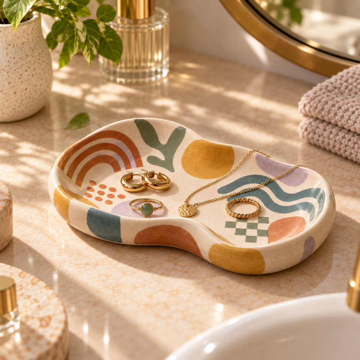 Livaral Artful Ceramic Organic-Shaped Jewelry Tray, view 2
