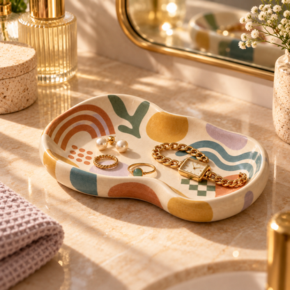 Livaral Artful Ceramic Organic-Shaped Jewelry Tray, view 3
