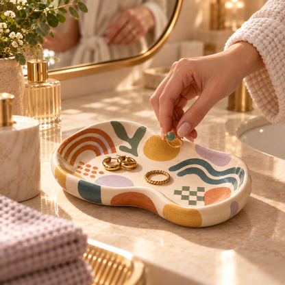 Livaral Artful Ceramic Organic-Shaped Jewelry Tray, view 4