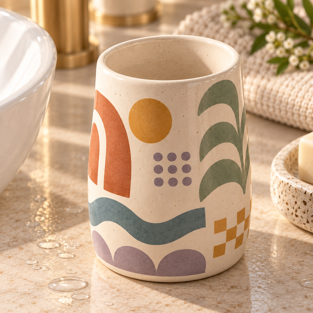 Livaral Artful Ceramic Bathroom Rinse Cup, view 3