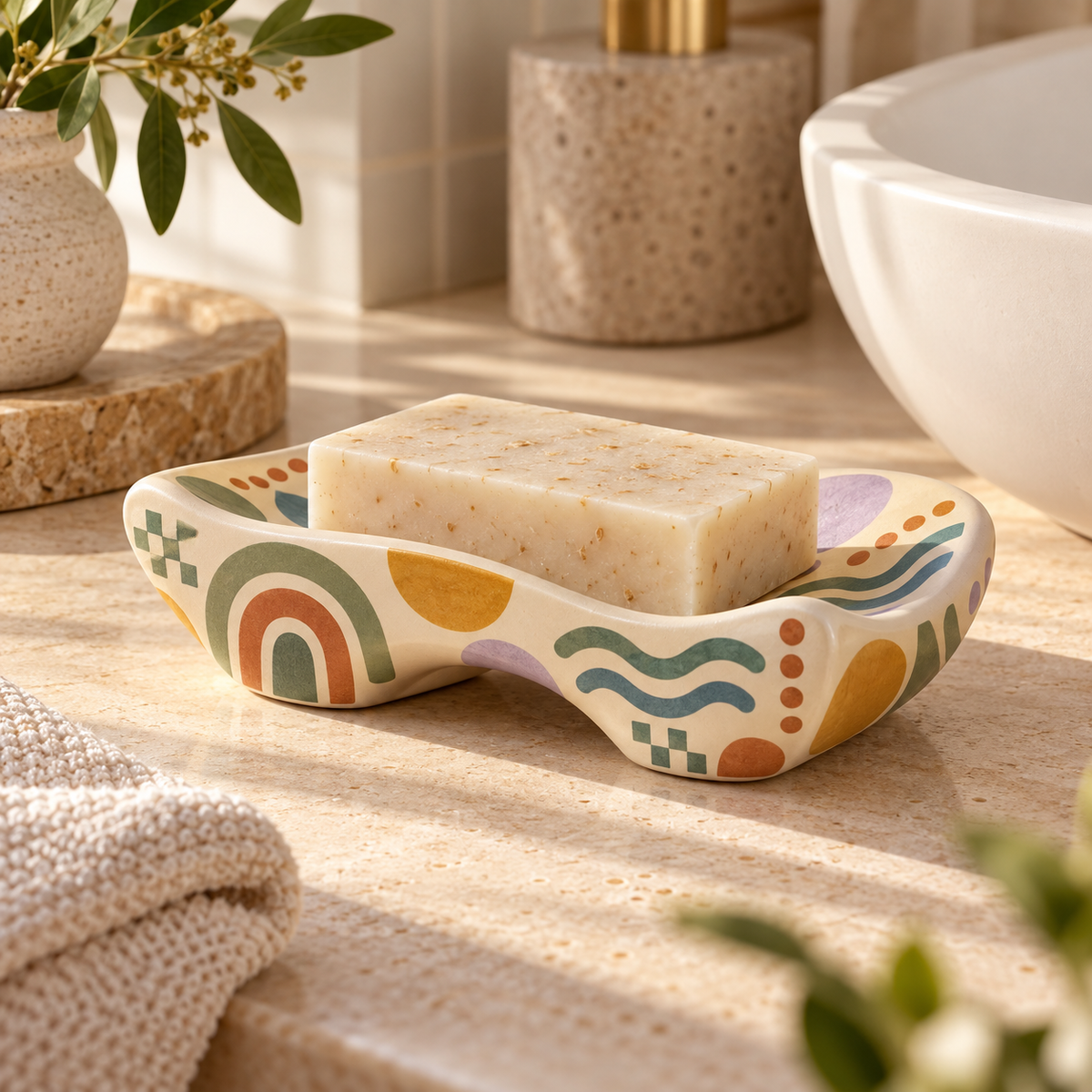 Livaral Artful Ceramic Sculpted Soap Dish, view 1