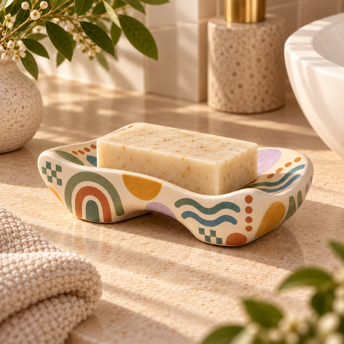 Livaral Artful Ceramic Sculpted Soap Dish, view 2
