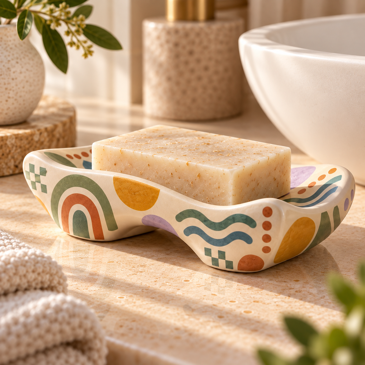 Livaral Artful Ceramic Sculpted Soap Dish, view 3