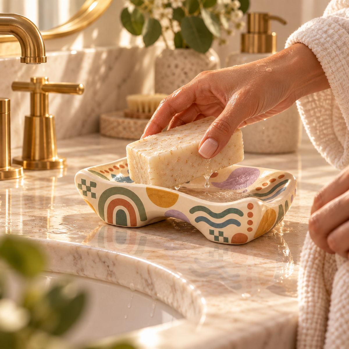 Livaral Artful Ceramic Sculpted Soap Dish, view 5