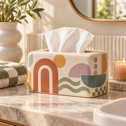 Livaral Artful Ceramic Rectangular Tissue Box Cover, view 1