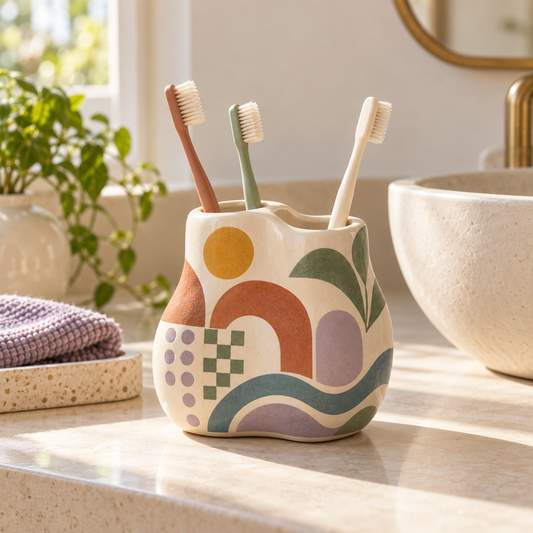 Livaral Artful Ceramic Sculpted Toothbrush Holder, view 1