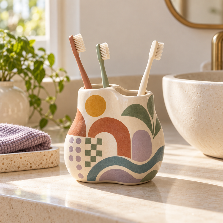 Livaral® Artful Ceramic Sculpted Toothbrush Holder