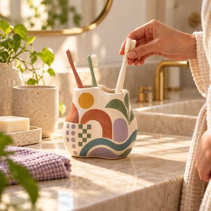 Livaral Artful Ceramic Sculpted Toothbrush Holder, view 4
