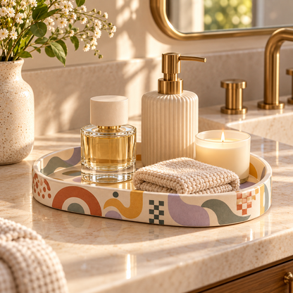 Livaral Artful Ceramic Oval Vanity Organizer Tray, view 2