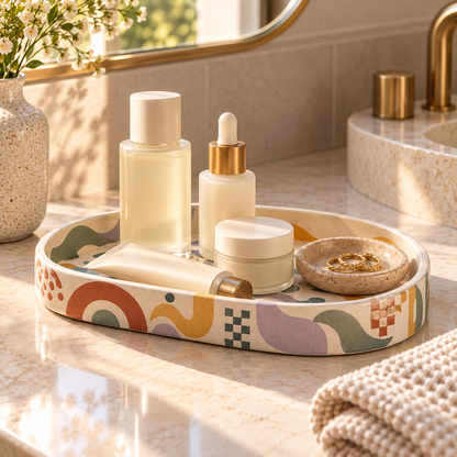 Livaral Artful Ceramic Oval Vanity Organizer Tray, view 3