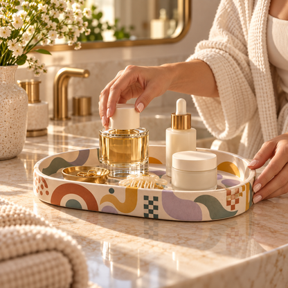 Livaral Artful Ceramic Oval Vanity Organizer Tray, view 4